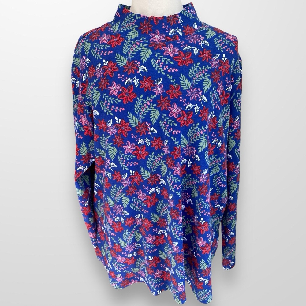 Blair Women's Size 3X Mock Turtleneck Shirt Top Long‎ Sleeve Holiday Casual - Picture 8 of 8
